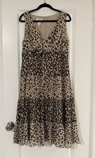Talbots VTG Leopard Animal Print Midi Dress Size 14 100% Silk