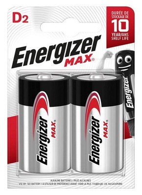 2 Energizer Max D Alcaline batteries LR20 1.5V Mono R20 MN1300 AM1 2030