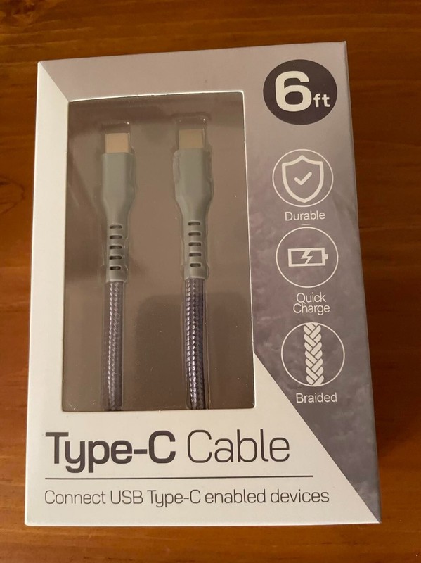 Type C to Type C Braided 6 ft. Charge & Sync Cable Quick Charge