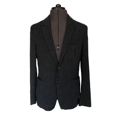 Gummistiefel von Bilmore Blazer Jacke Blau Wollmischung Ellenbogen Patches Slim Herren UK38