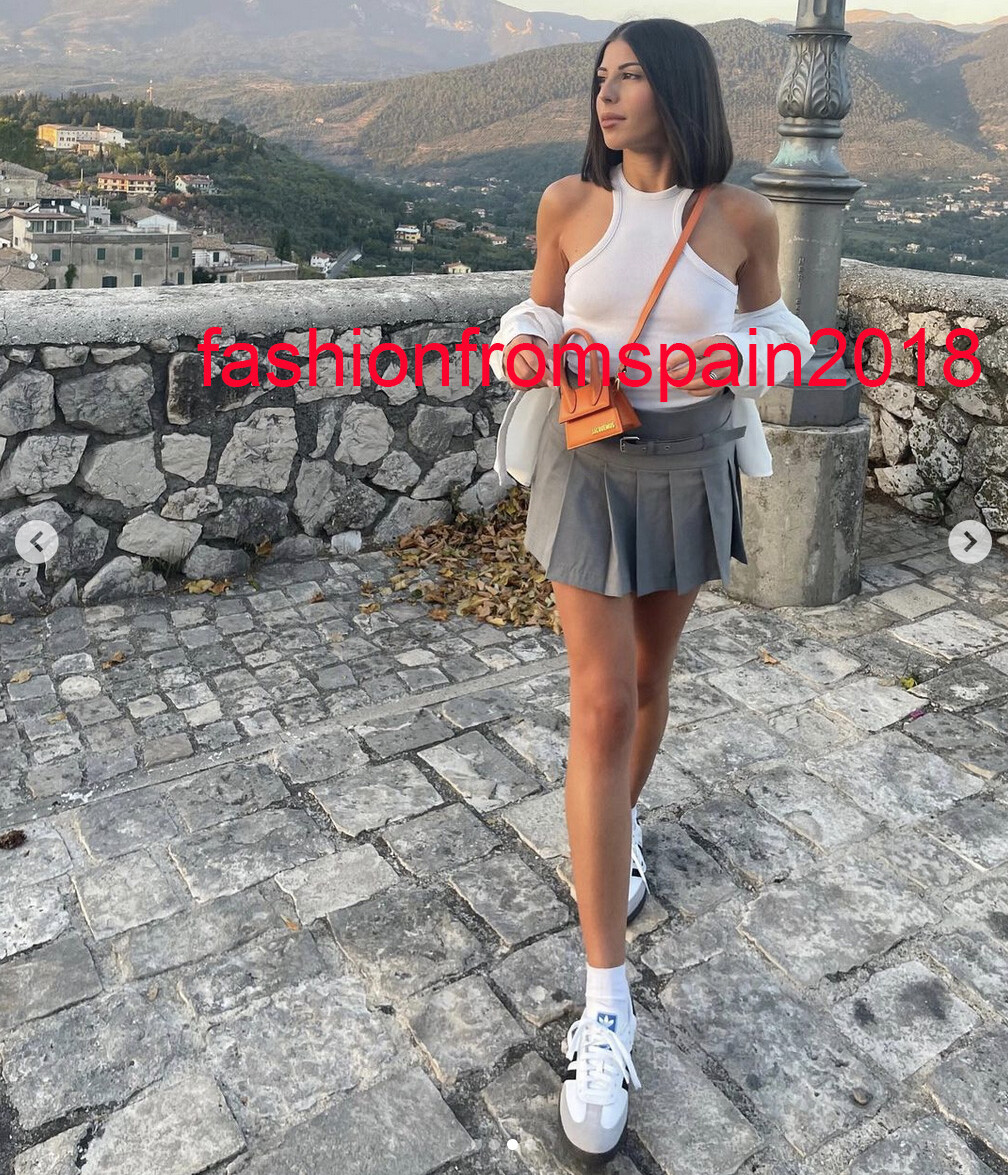 zara pleated skort grey
