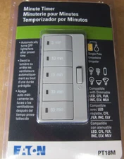Eaton PT18-M-GY Programmable Timer 5,10,15,30,60 Mins 120V For Lights, Fans Etc.