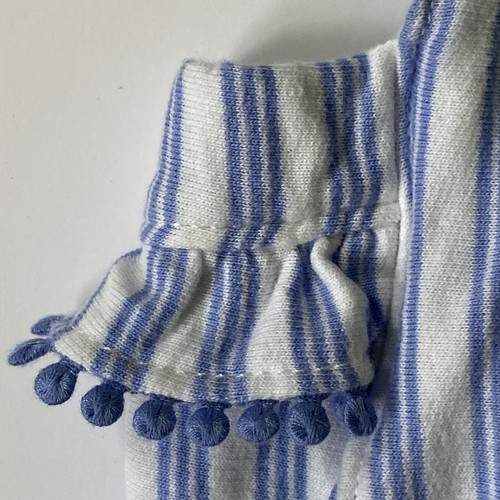 One Piece Romper Size 6 Months Stripes Blue White Baby Girls Ruffles Embroidery - Picture 4 of 16