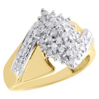 10K Gelbgold Diamant Cluster Marquise Damen Cocktailring 0.50 CT RinggrößE 7