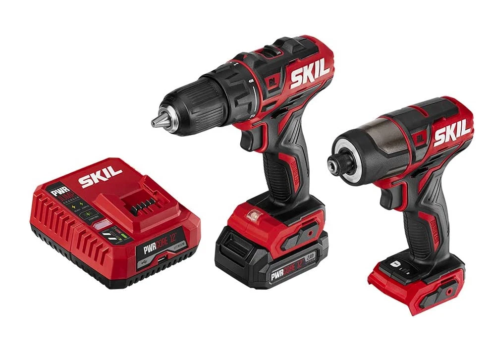 SKIL 2 Tool Drill Combo Kit CB742901 Red Drill Driver Impact