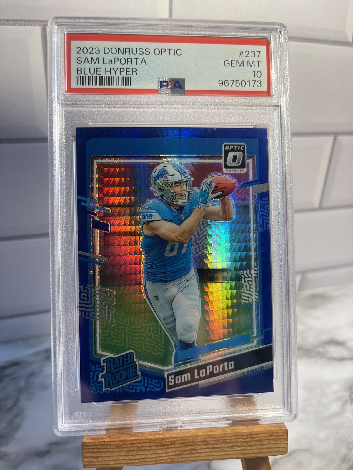 2023 PANINI DONRUSS OPTIC BLUE HYPER #237 SAM LAPORTA ROOKIE RC PSA 10