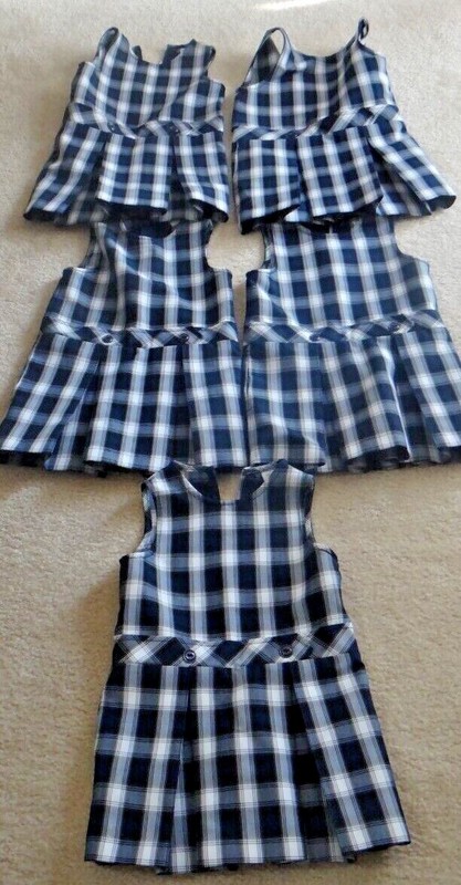 5 FLYNN O’HARA Girl’s Jumper School UNIFORMS Size 4G White & Blue plaid