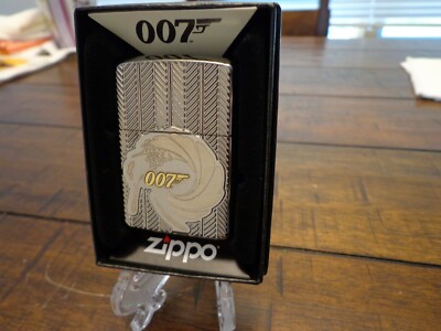 JAMES BOND 007 BLACK ICE DEEP CARVED ARMOR ZIPPO LIGHTER MINT IN BOX