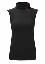 SLEEVELESS TURTLE POLO NECK TOP WOMEN LADIES PLAIN ROLL NECK TOP JUMPER UK