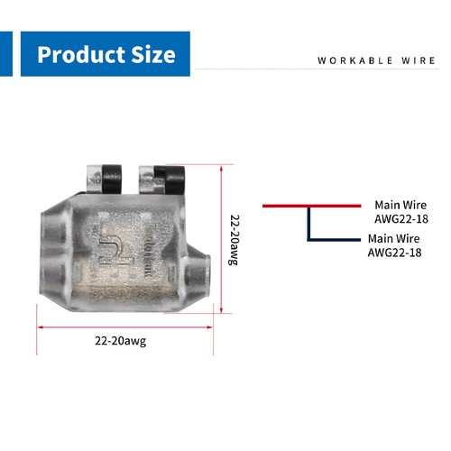 Low Voltage Wire splice connectors 3 Way T Tap Solderless for 24-18 AWG Wire 24x - Picture 3 of 6