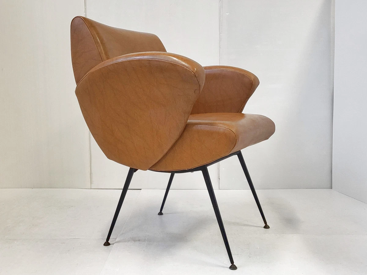 Vintage Armchair 1950 Leatherette Havana Metal Rockabilly eBay