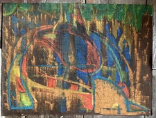 Oil painting modern abstract art with various colors composition