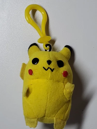 VTG 1998 Pokemon #25 Pikachu 3.5" Plush Hanger Clip-On Accessory Network Vintage