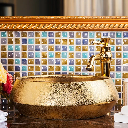 NewEuropeanfashiongold/silverceramicbathroombasinsinkwithwaterfallfaucetspout - Picture 2 of 46