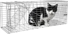 1-Pack Silver Live Animal Cage Trap Folding Humane Cat Trap For Mouse 32x10x12