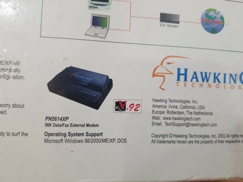 Hawking Technology PN5614XP 56K External Data Fax Modem, NEW Sealed 2002 NIB - Picture 11 of 12