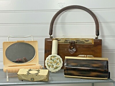 Vintage Rare! Shell Tortoise Purse With Change Purse Accessories (SH) 