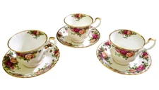 Royal Albert Old Country Rose Wide Breakfast set of 3 Cups and Saucers