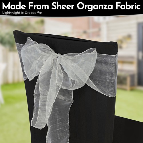 Silla de organza de boda fajas ancho lazo completo para decoración de fiesta 1x-100x - Imagen 201 de 391
