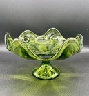 Viking Glass Green Pedestal Candy Dish & Pink Frosted Dish — photo 3