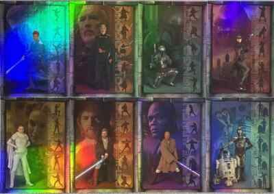 2002 Topps Star Wars Attack Of The Clones Complete Prismatic Foil Insert Set 1-8