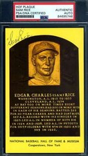 Sam Rice PSA DNA Hand Signed Gold Hall Of Fame Plaque Autograph