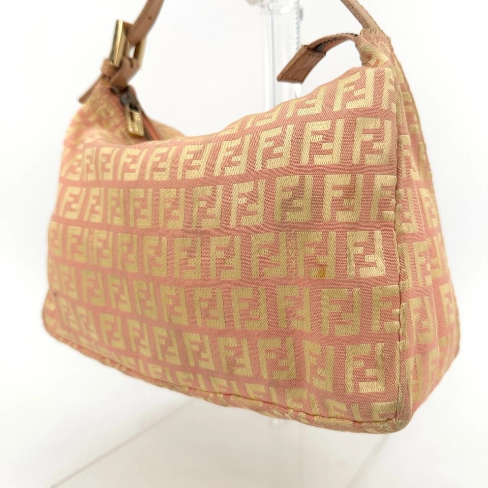 Auténtico bolso de mano FENDI Zucchino mini bolsa lona rosa Foto 2 de 4