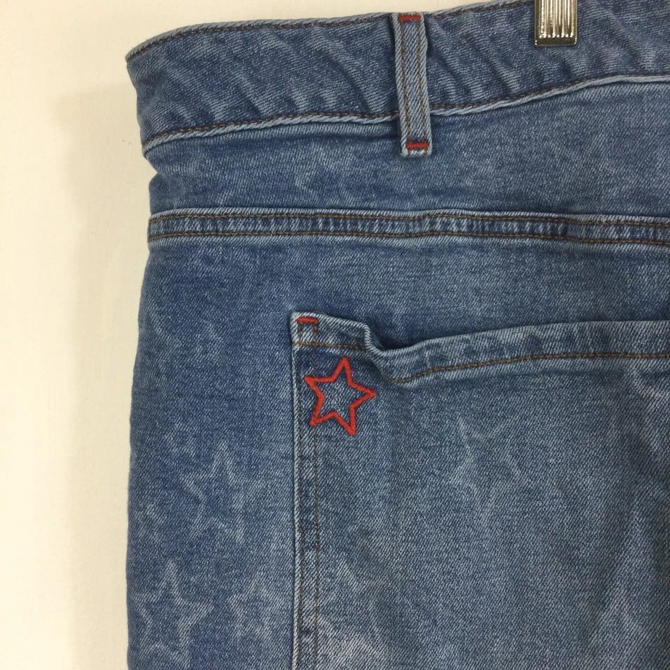 Pantalones cortos de mezclilla Lane Bryant para mujer mezcla de algodón estampado de estrellas tiro bajo corte azul 26 Foto 4 de 4