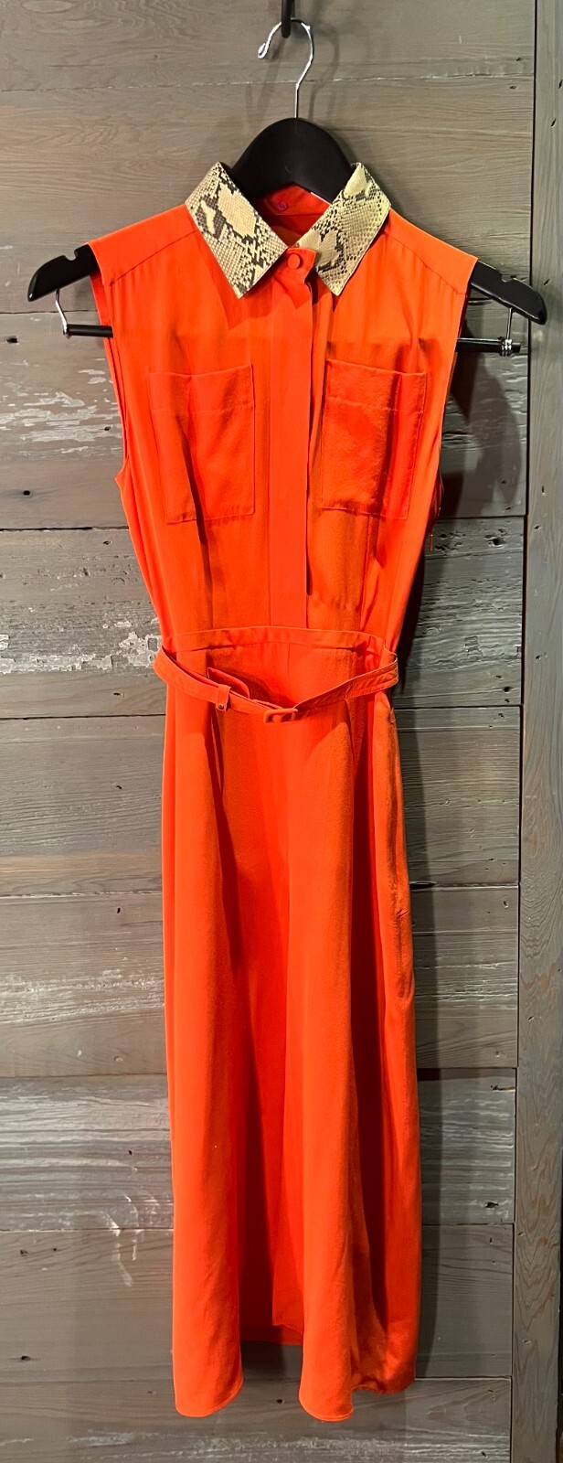 Gucci Dress Removable Python Skin Collar Orange S… - image 2