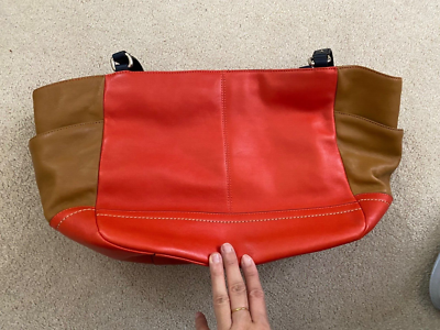 PARK COLORBLOCK CARRIE (COACH F24065) OFF ORANGE BROWN Shoulder