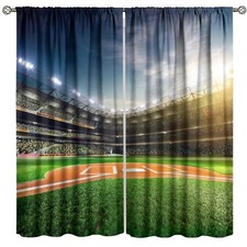 Sports Baseball Field Blackout Window Curtains,Baseball Game Stadium Arena Be...