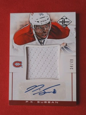 P. K. Subban Auto Authentic Jumbo Material Limited /49 Panini 2012-13