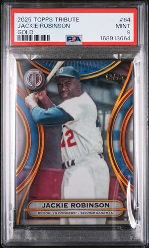 2025 TOPPS TRIBUTE GOLD #64 JACKIE ROBINSON 43/75 PSA 9