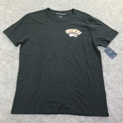 Lucky Brand Shirt Mens Medium Black Aces Over Eights Deadman's