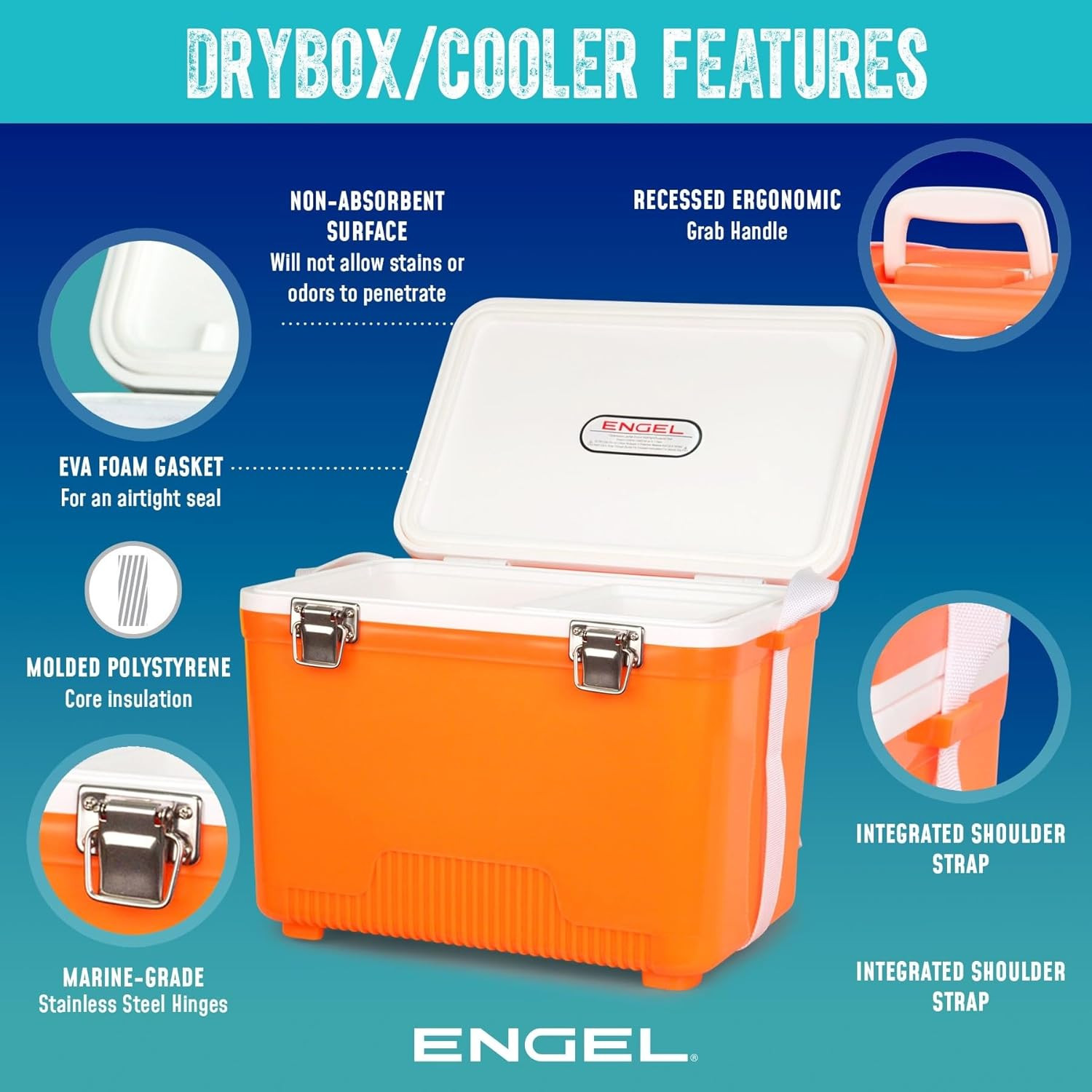 Engel 19Qt Leak-Proof, Air Tight, Drybox Cooler and Small Hard Shell Lunchbox fo