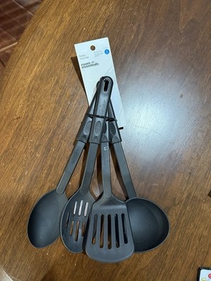 Room Essentials 4pc Nylon Kitchen Tool Set Black Heat Resistant Non-Stick New
