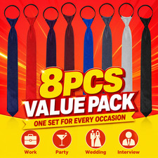 8PCS Men's Neck Ties Assorted Colors Formal Business Wedding Tie Value Pack