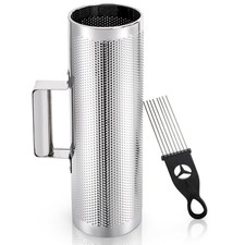 Foraineam Stainless Steel Guiro with Scraper, 12" x 4" Professional Silver