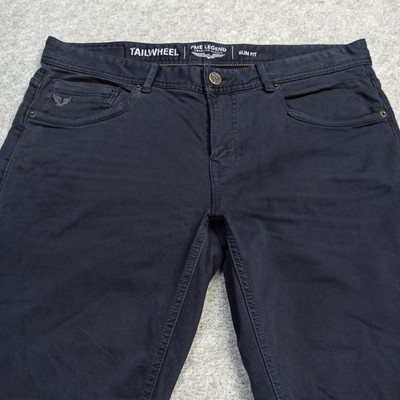 PME-Legend Mens Chino Trousers W35 L38 Navy Blue Slim Straight Stretch Tall Pant