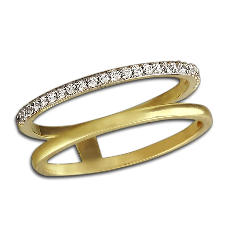 GoldDream 8 Karat Gold Doppel Ring Gr.60 Zirkonia 333er Gelbgold GDR505Y60 - Bild 3 von 4
