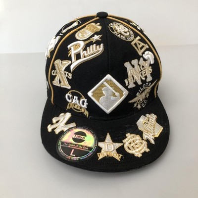 Negro Leagues All Teams Hat Cap Fitted Mens 7 1/2 Black Baseball Museum Logos