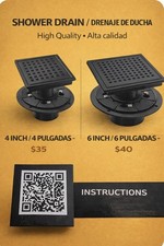 Square Matte Drain Grate 4in or 6in for Shower or Floor