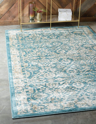 Oslo Collection Botanical Teal Area Rug - 10' x 13' Stylish Home Decor