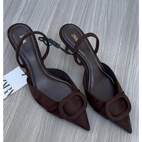 RARE!!! ZARA women's US 10 Dark Brown Pointed Toe Heels NWT - Picture 4 of 18