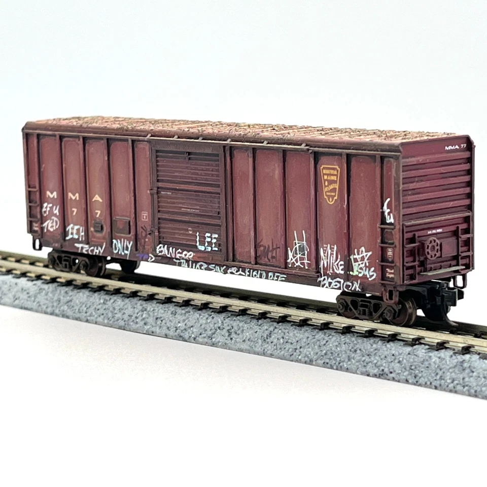 Fox Valley N Scale Montreal Maine Atl PS 4355 Boxcar Weathered Graffiti MMA 77 - Image 2 of 4