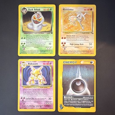 Pokémon TCG 4 Card Lot Holo Regular Dark Arbok Hitmonlee Alakazam Energy English
