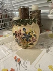 Alpine Pottery Roseville Ohio Candle Wax Warmer 2003 Beige/Green Wildflowers.
