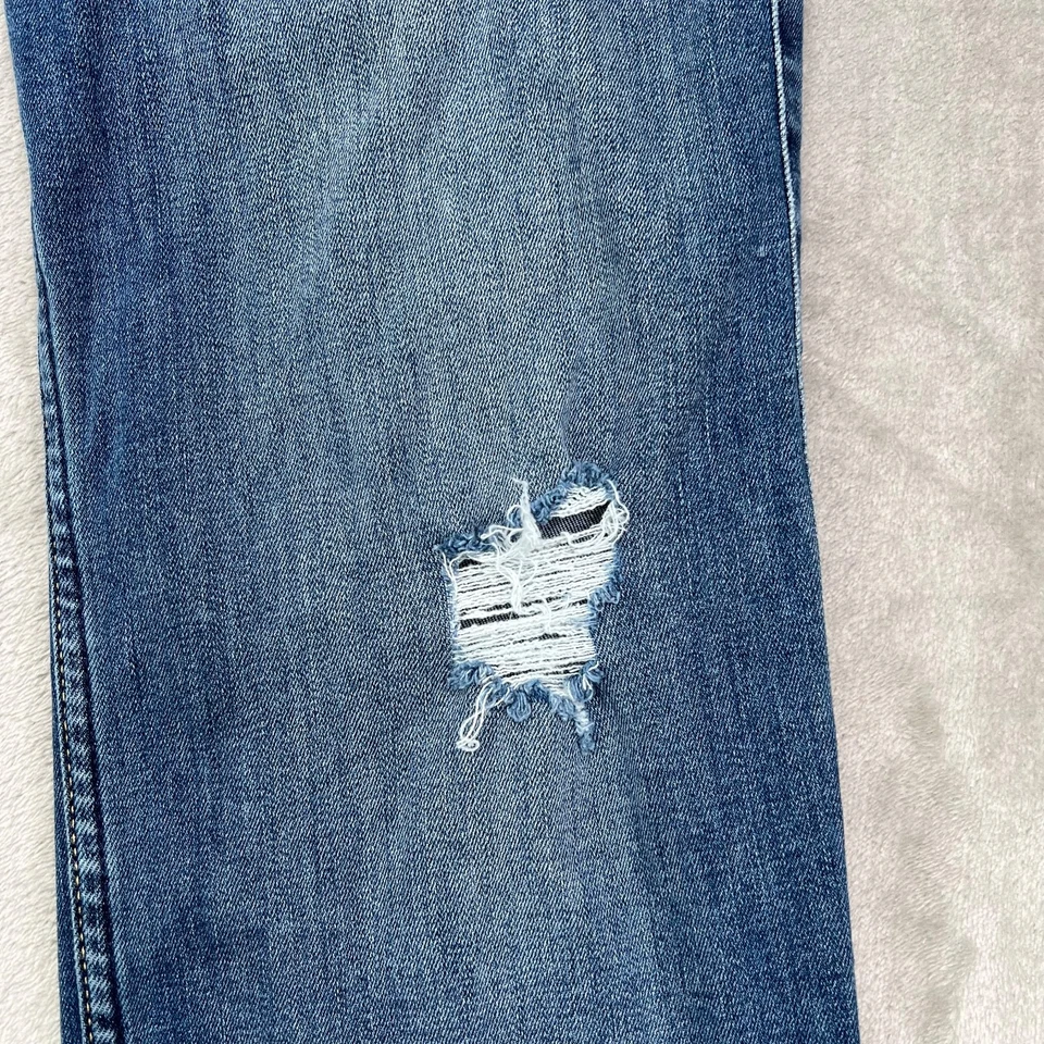 Hollister Jeans Womens 30 Long Blue Low Rise Bootcut Kick Ripped Stretch Denim - Image 3 of 4