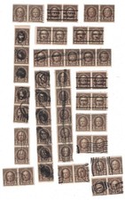 ANTIQUE LOT 1929 SCOTT #653 NATHAN HALE 1/2 CENT STAMP PAIRS STRIPS PRE-CANCELS