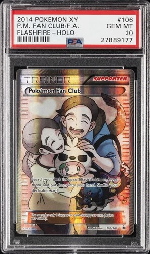 2014 POKEMON XY FLASHFIRE #106 FULL ART/POKEMON FAN CLUB PSA 10